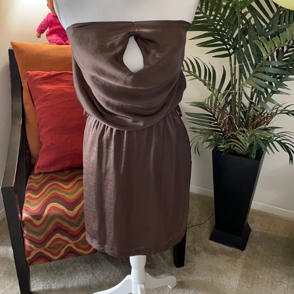 KOCCA Brown Strapless Silk Dress Size S